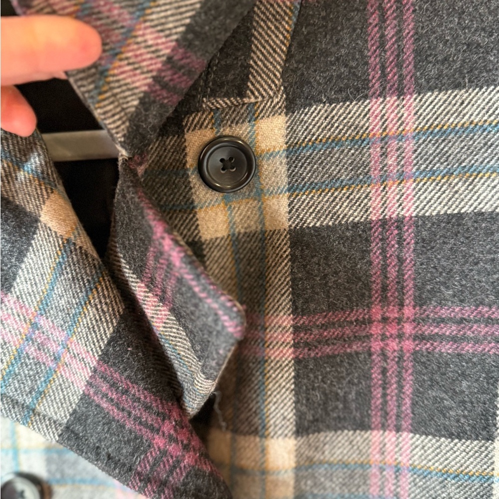 Lands' End Women's Plaid Wool-Blend Peacoat - Gray & Purple, Sz 10 P - Picture 3 of 10